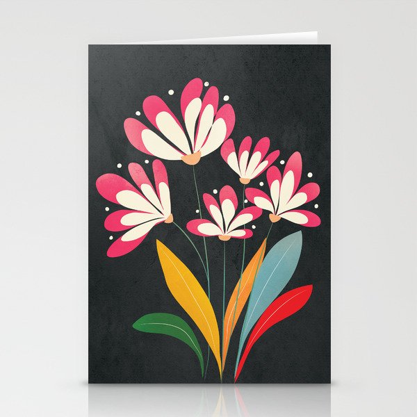 Mid-Century Abstract Flowers 06 Stationery Cards