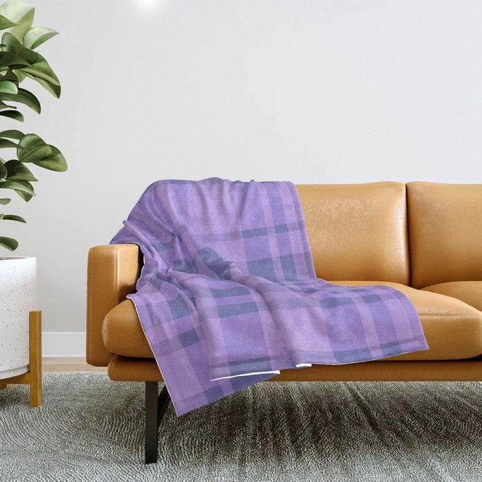 Purple Very Peri Pattern Plaid Bold Throw Blanket
