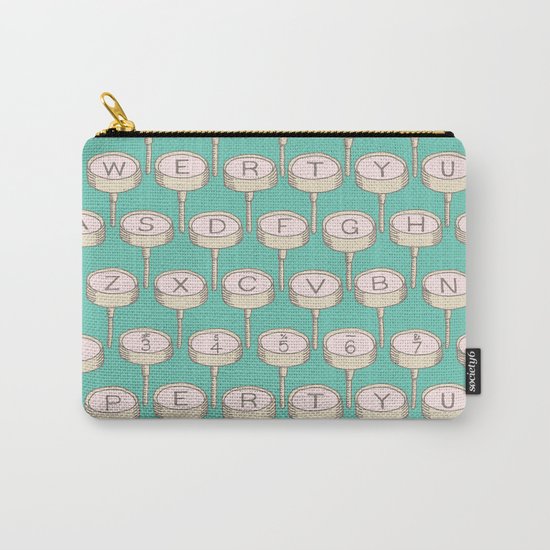 Infinite Typewriter_Green and Pink Carry-All Pouch