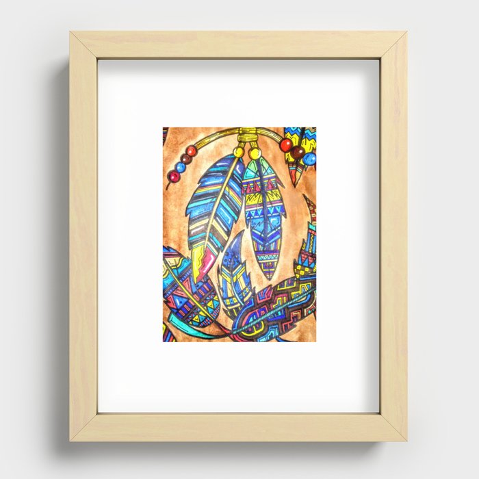 Native American Feathers Recessed Framed Print