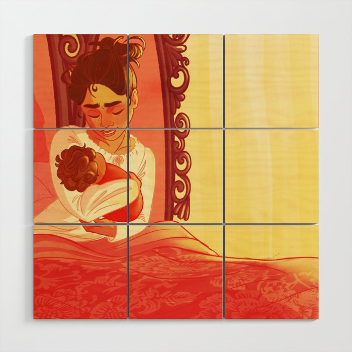 Mother and curly girly Wood Wall Art