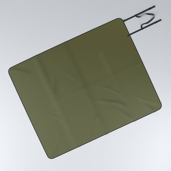 Dark Green-Brown Solid Color Pantone Mayfly 18-0220 TCX Shades of Green Hues Picnic Blanket