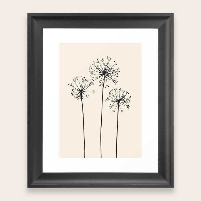 Dandelions Framed Art Print by Flow Line Society6