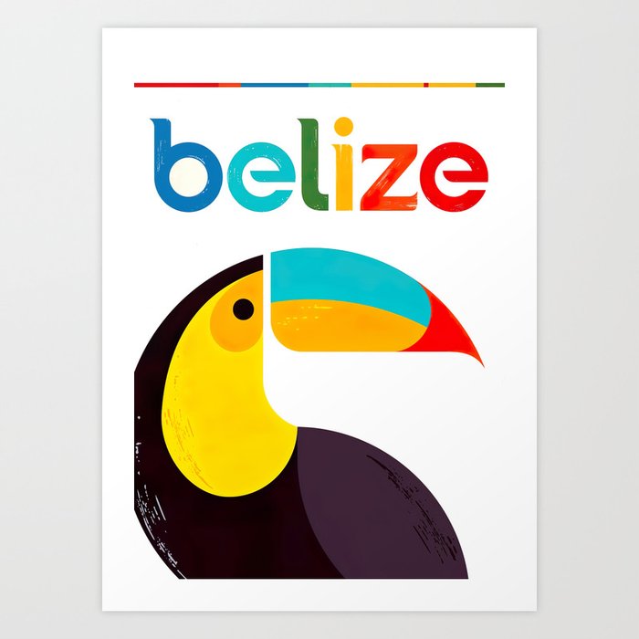 Belize Retro Vintage Travel Poster Art Print