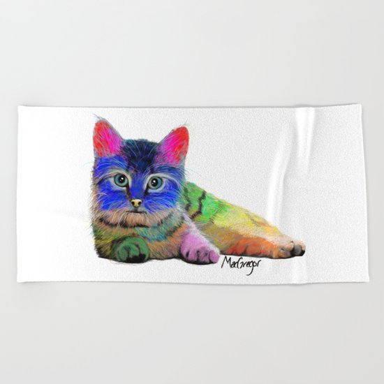 Colorful Cat Beach Towel