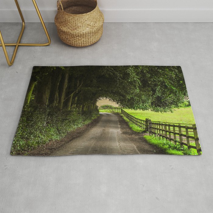 Great Britain Photography - Dirt Road Under The Trees On The Countryside Rug