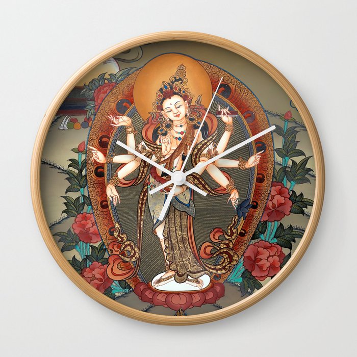 Buddhist Thangka - Bodhisattva Guanyin Wall Clock