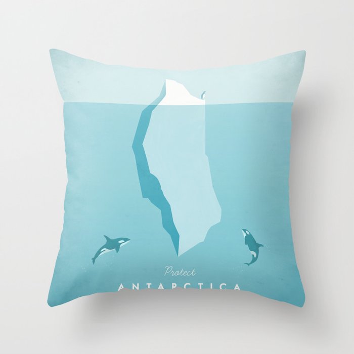 Vintage Travel Poster: Antarctica Throw Pillow