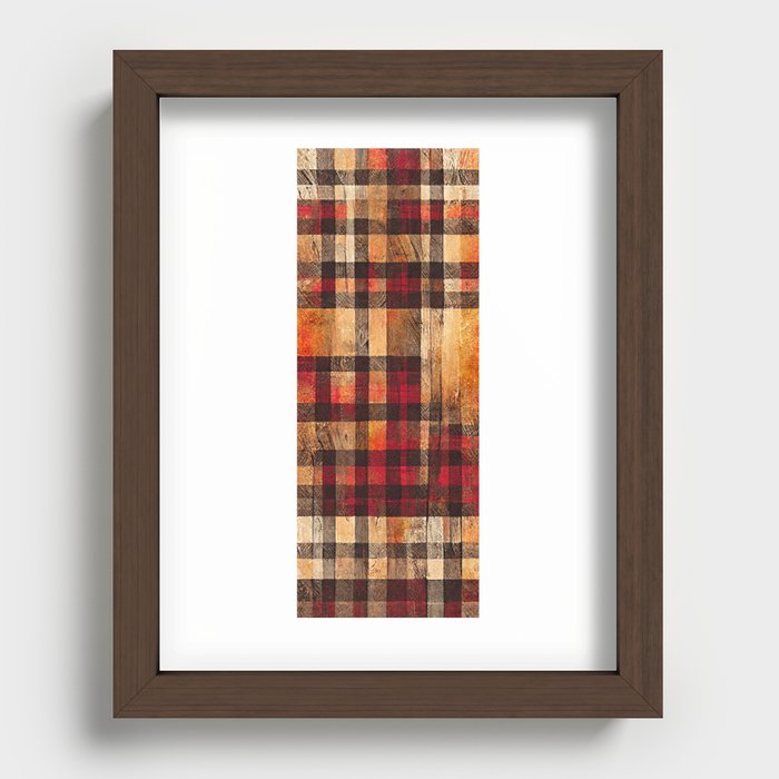 Lumberjack - Plaid Flannel Pattern on Wood Recessed Framed Print