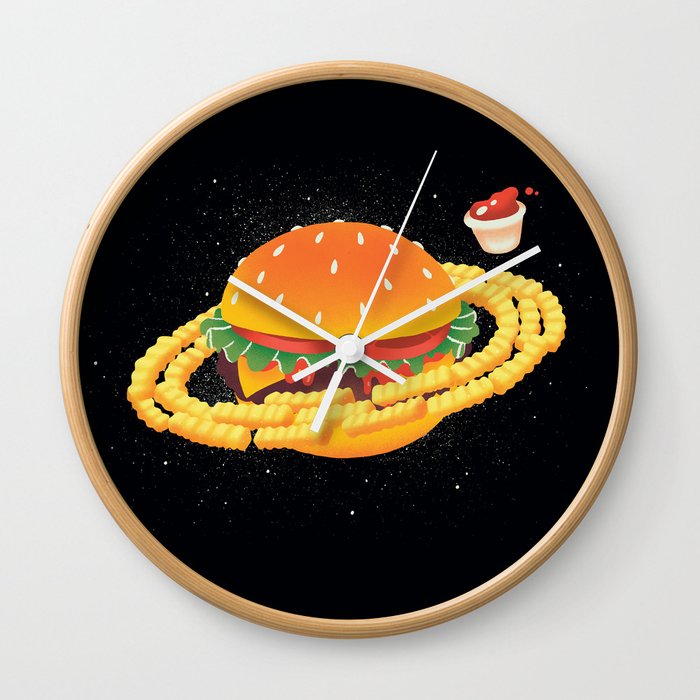 Galactic Cheeseburger & Fries Wall Clock