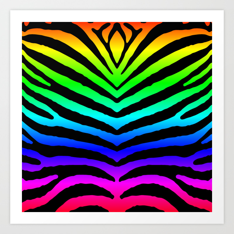 Neon Rainbow Zebra Animal Print Art Print By Podartist Society6