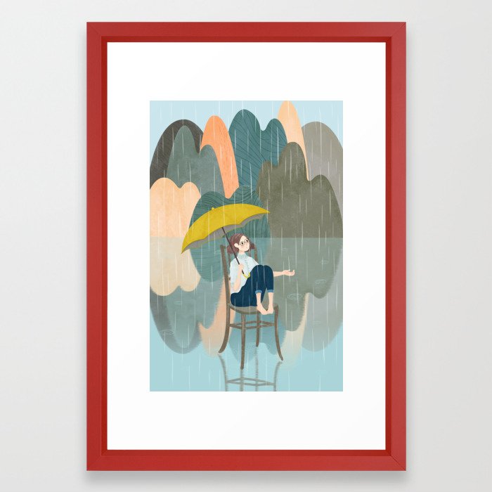 Lonely Girl In Rain Day Framed Art Print By Allenan Store Society6