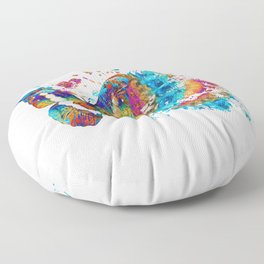 Big Bold Butterfly Art With Colorful Mandala Floor Pillow
