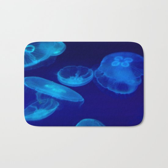 Blue Jellyfish | Fish | Nature | Water Animals Bath Mat