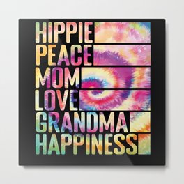 Hippie Mom Granny Love Happiness Metal Print