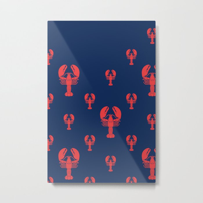 Lobster Squadron on navy background. Metal Print