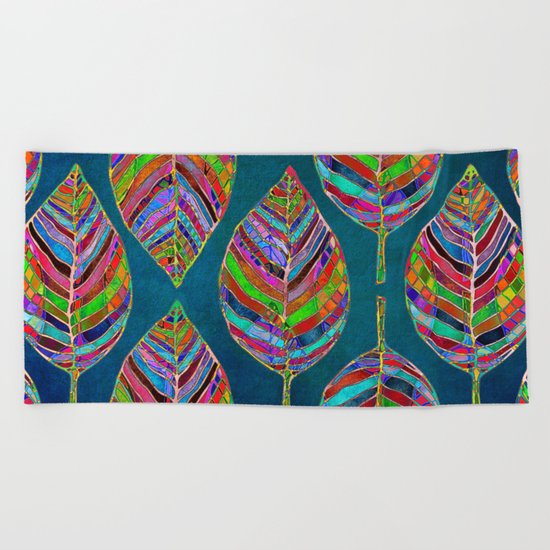 Multicolor Leaf Pattern Beach Towel