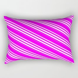 [ Thumbnail: Fuchsia and Mint Cream Colored Lined/Striped Pattern Rectangular Pillow ]