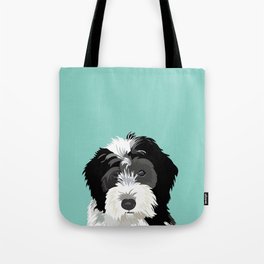 Bernedoodle pet portrait art print and dog gifts Tote Bag
