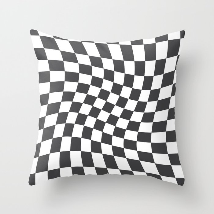 Black and White checkered flag pattern Throw Pillow