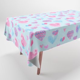 Lovely Pink and Blue Heart Pattern Tablecloth