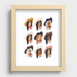 Multi Culture Cowgirl Recessed Framed Print