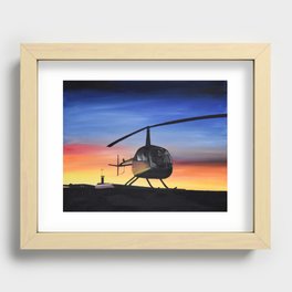 R44 Helicopter Sunrise Recessed Framed Print