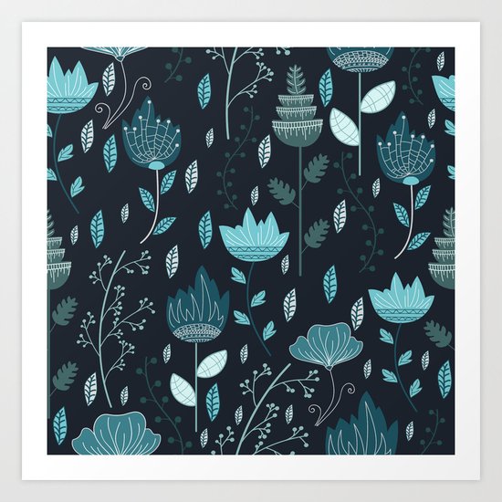 Blue flowers Art Print
