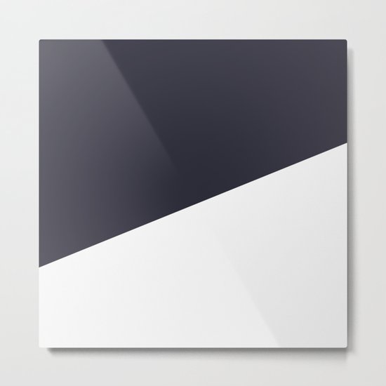 Urban Geometry Navy Blue + White Metal Print