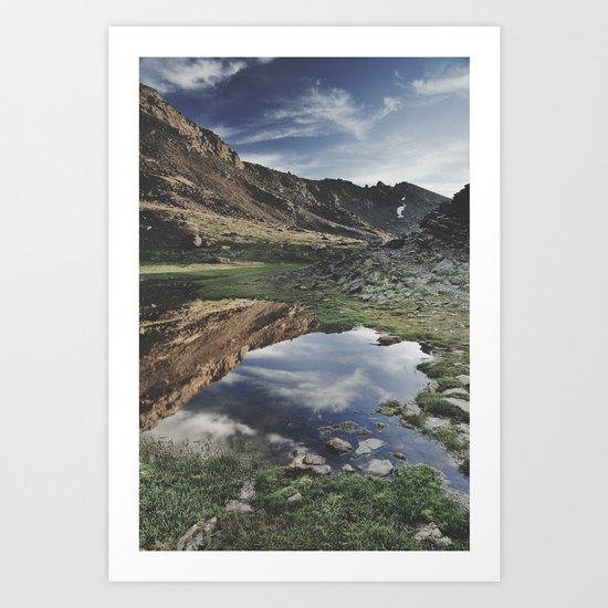 Dream Lake at the mountains. Retro Art Print