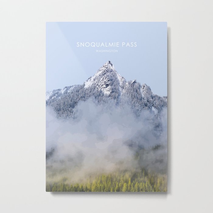 Snoqualmie Pass, Washington Travel Illustration Metal Print