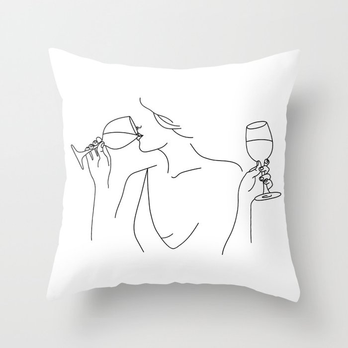 Double Fisting Wine Throw Pillow