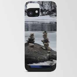 Stack of rocks on a river in winter, Minneapolis photography series, no. 2 iPhone Card Case