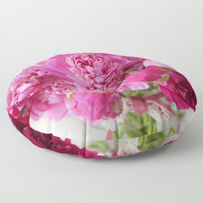 Pink Peonies Romantic Floral Bouquet Floor Pillow