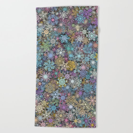 Snowflakes multicolor Beach Towel