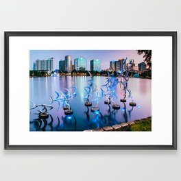 Take Flight Under Blue Evening Light - Orlando Florida Lake Eola Park Framed Art Print