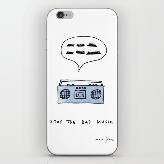 Stop the bad music iPhone Skin