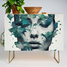 Experimental Shades Of Green: a canvas art print Credenza