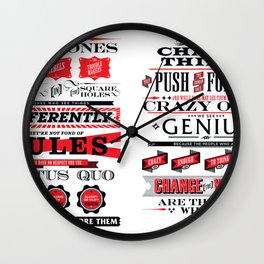 Steve Jobs "Here's to the crazy ones" quote print Wall Clock | Pop Art, Digital, Graphic Design, Typography 