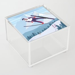 Skiing - Flying Acrylic Box