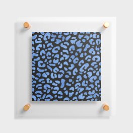 Blue Glitter Leopard Print Pattern Floating Acrylic Print