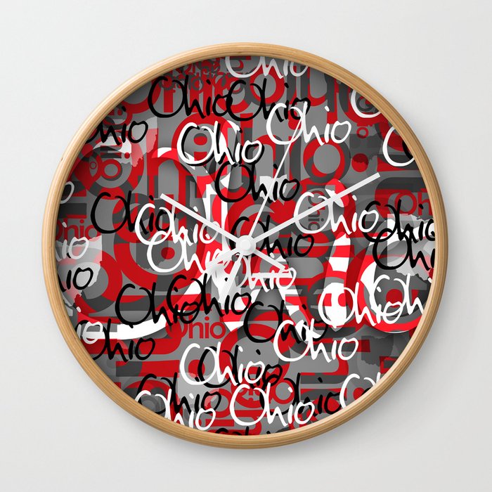 Ohio Scarlett & Gray Day Wall Clock