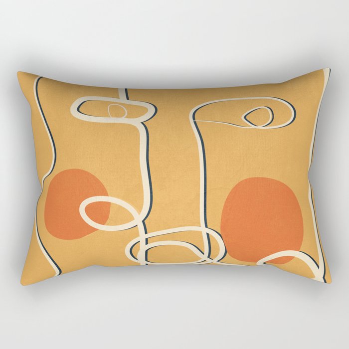 Abstract Face Line Art 07 Rectangular Pillow