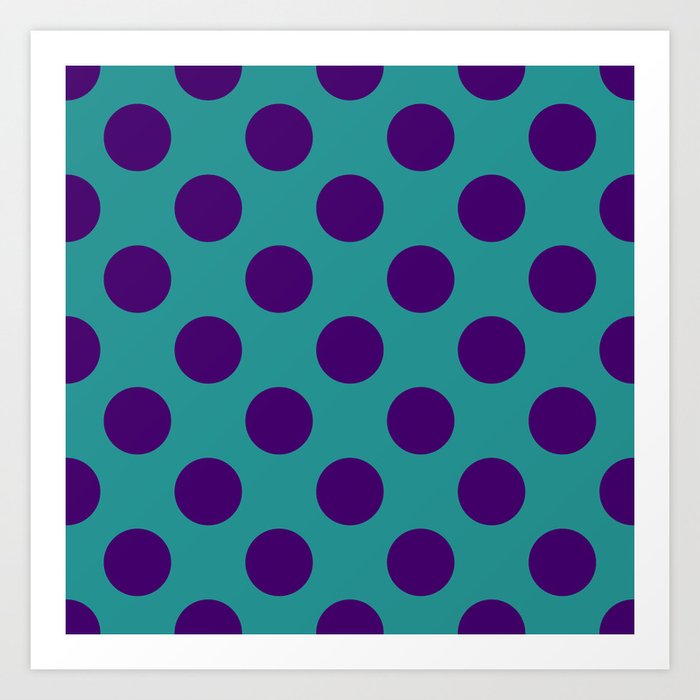 Big Polka Dots, Turquoise and Purple Art Print