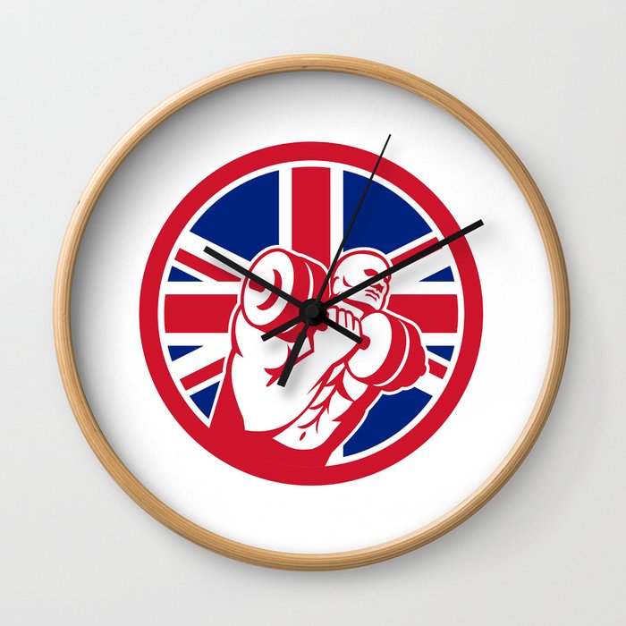 British Gym Circuit Union Jack Flag Icon Wall Clock