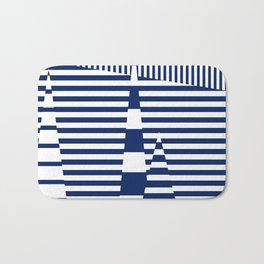 Stripes on Stripes - Blue and White Bath Mat