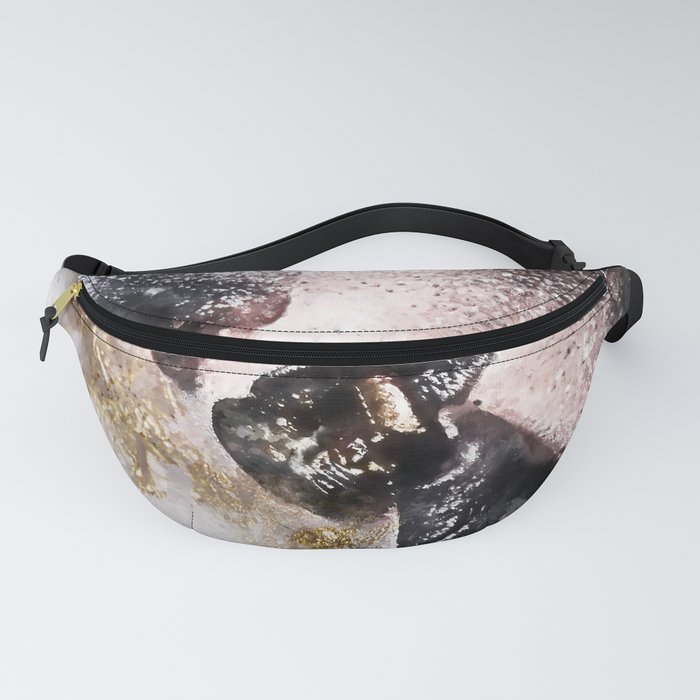 Beautiful Abstract Black and Gold Woman Portrait Fanny Pack