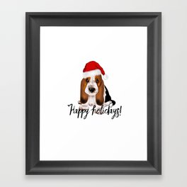 Cute Santa basset hound dog.Christmas puppy gift idea Framed Art Print