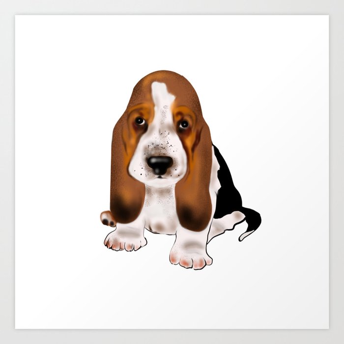Cute baby basset hound dog gift idea Art Print by MMarinova | Society6
