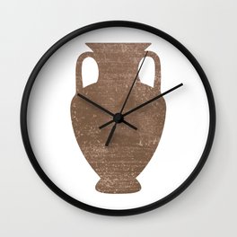 Minimal Abstract Greek Vase 3 - Amphora - Terracotta Series - Modern, Contemporary Print - Sepia Wall Clock